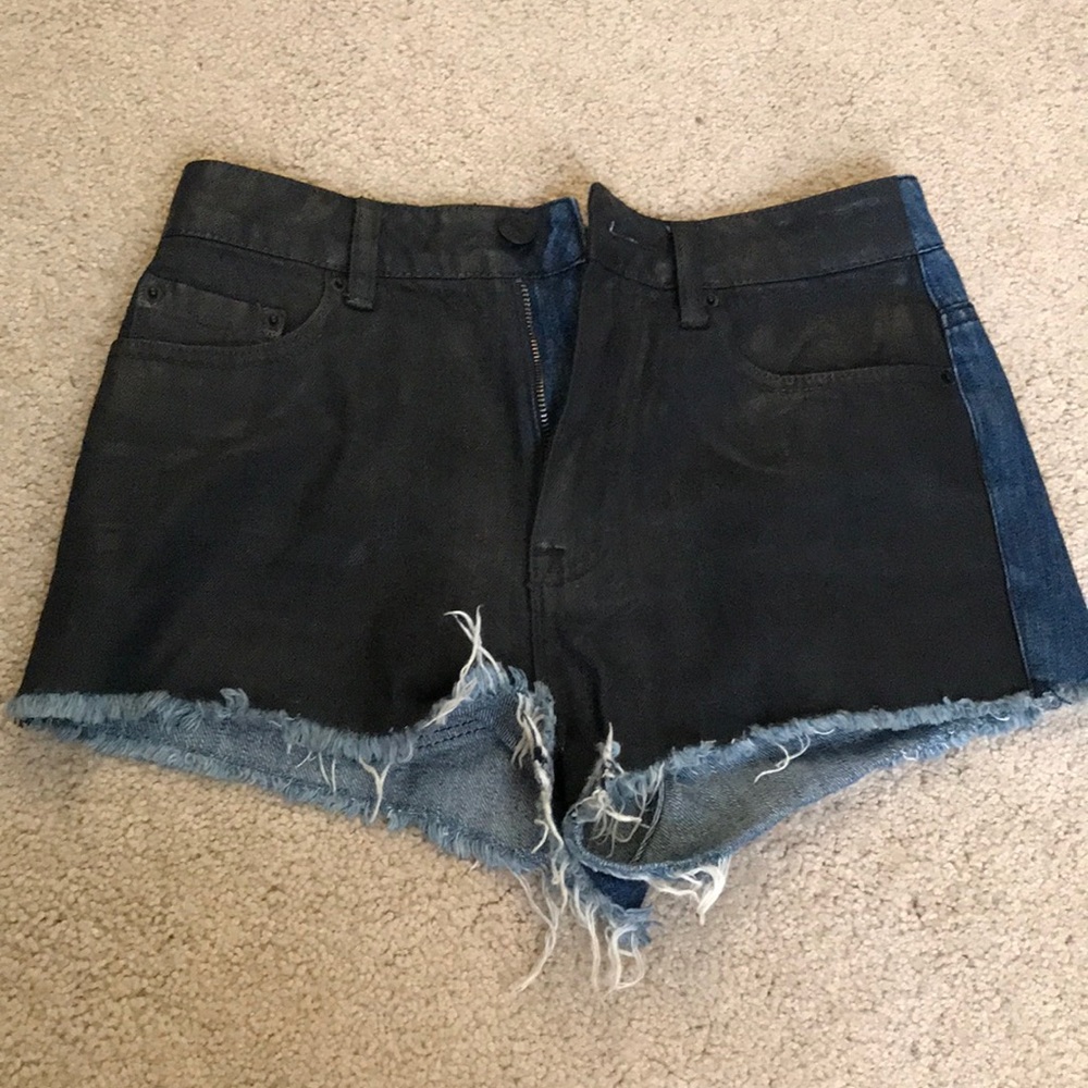 Black and denim shorts